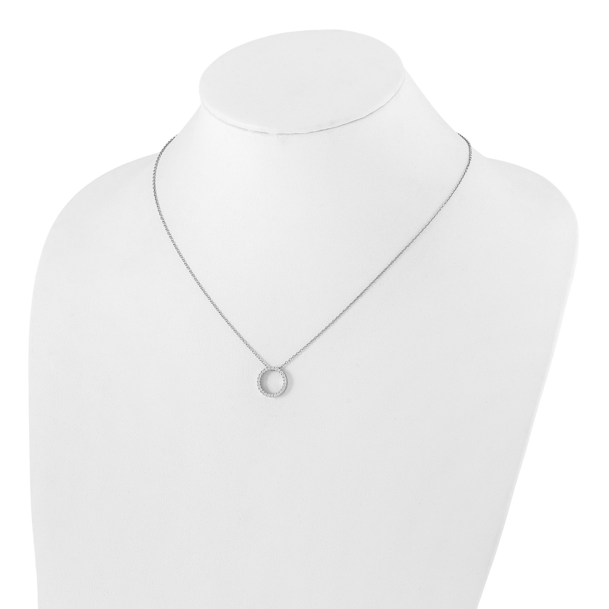 14k White Gold 1/4 carat Diamond Circle 18 inch Necklace