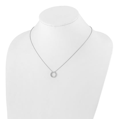 14k White Gold 1/4 carat Diamond Circle 18 inch Necklace