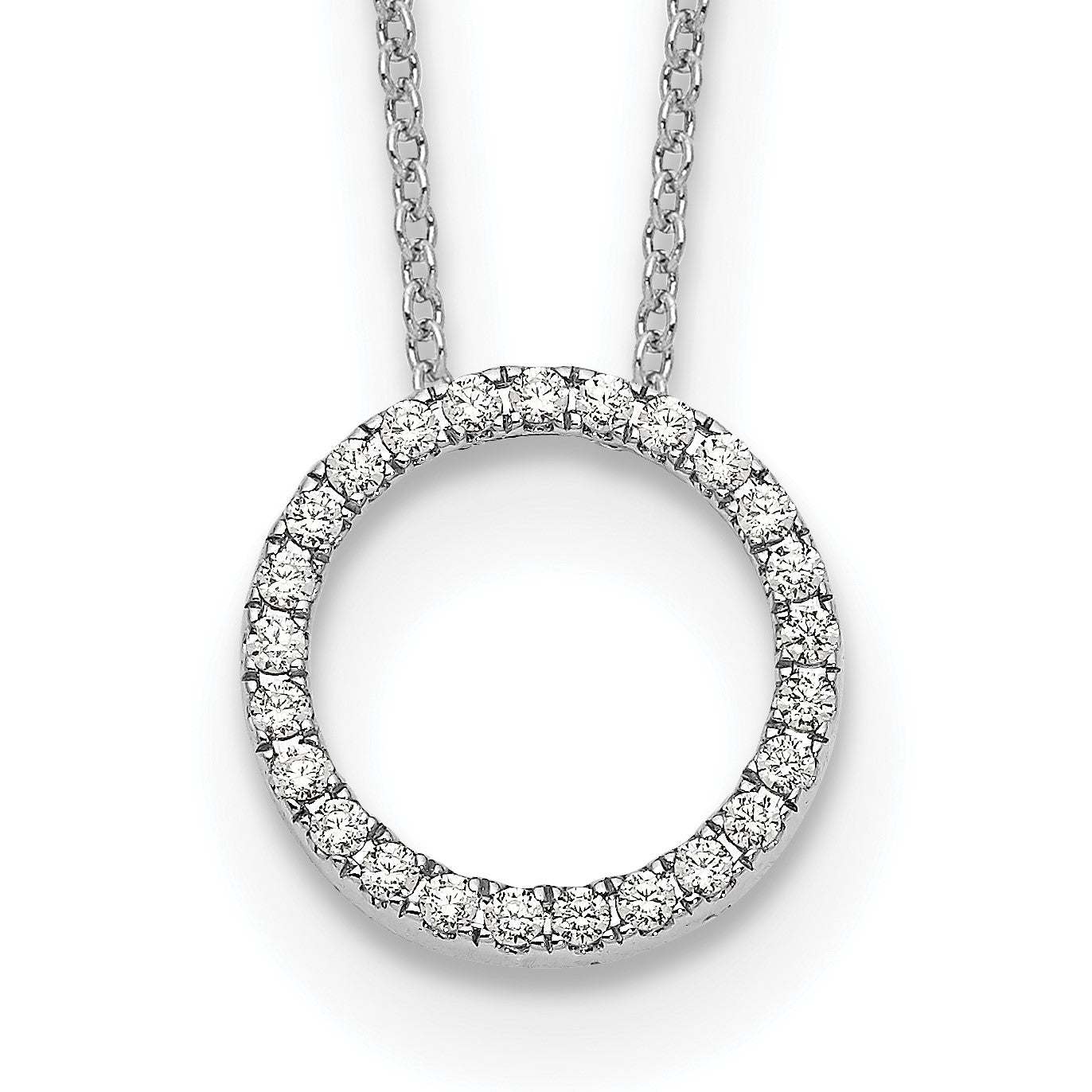 14k White Gold 1/4 carat Diamond Circle 18 inch Necklace