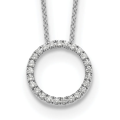 14k White Gold 1/4 carat Diamond Circle 18 inch Necklace