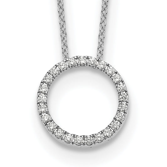 14k White Gold 1/4 carat Diamond Circle 18 inch Necklace