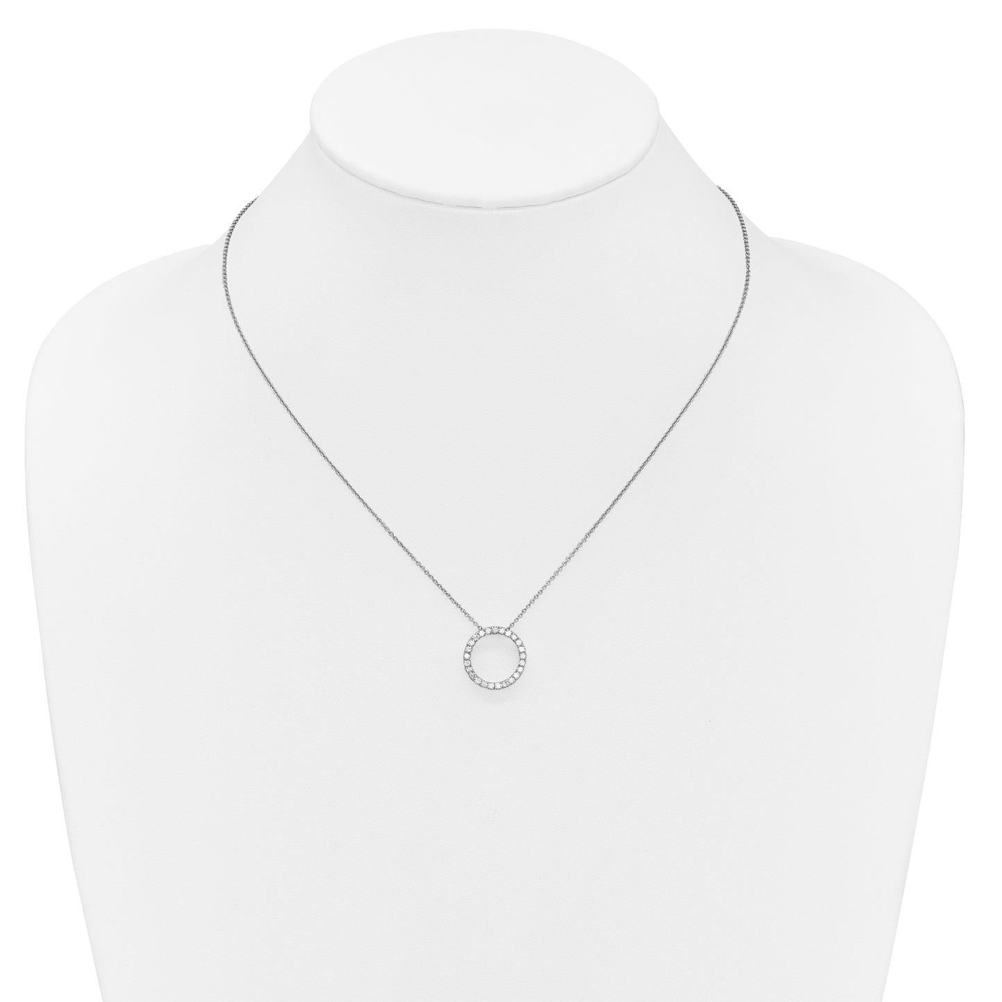 14k White Gold 1/2 carat Diamond Circle 18 inch Necklace