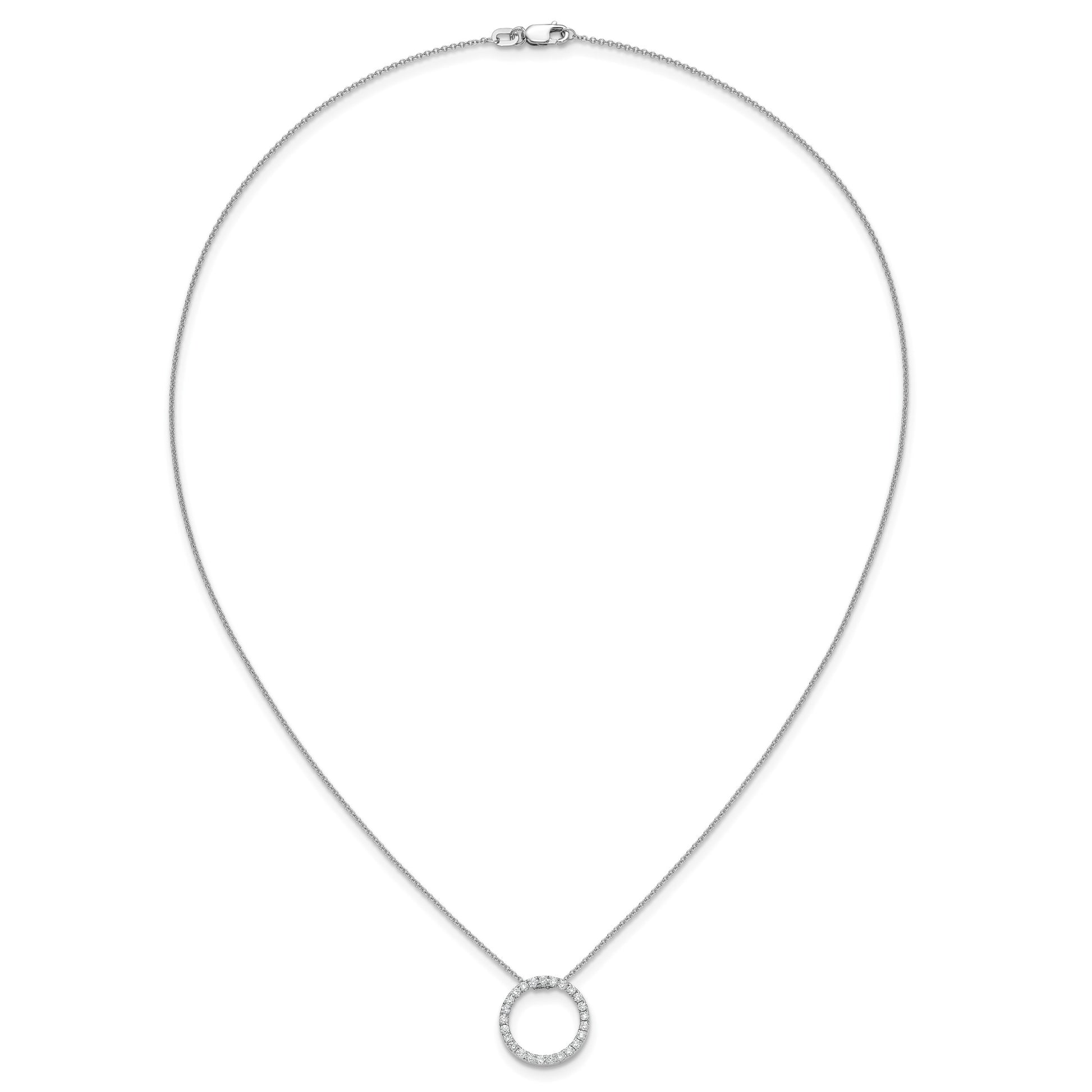 14k White Gold 1/2 carat Diamond Circle 18 inch Necklace