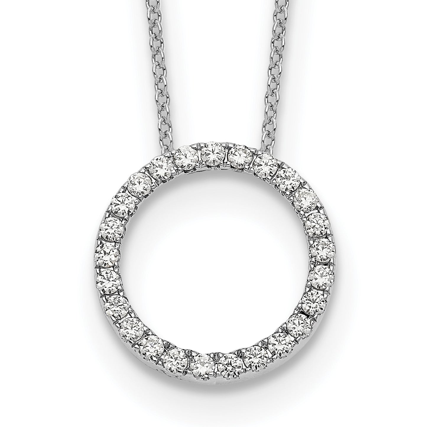 14k White Gold 1/2 carat Diamond Circle 18 inch Necklace
