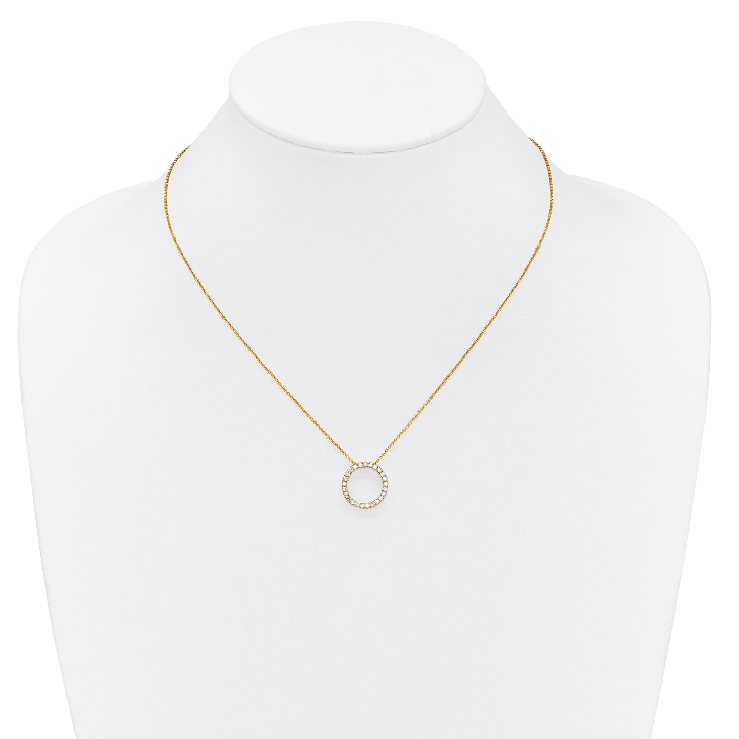14k Polished 1/2 carat Diamond Circle 18 inch Necklace