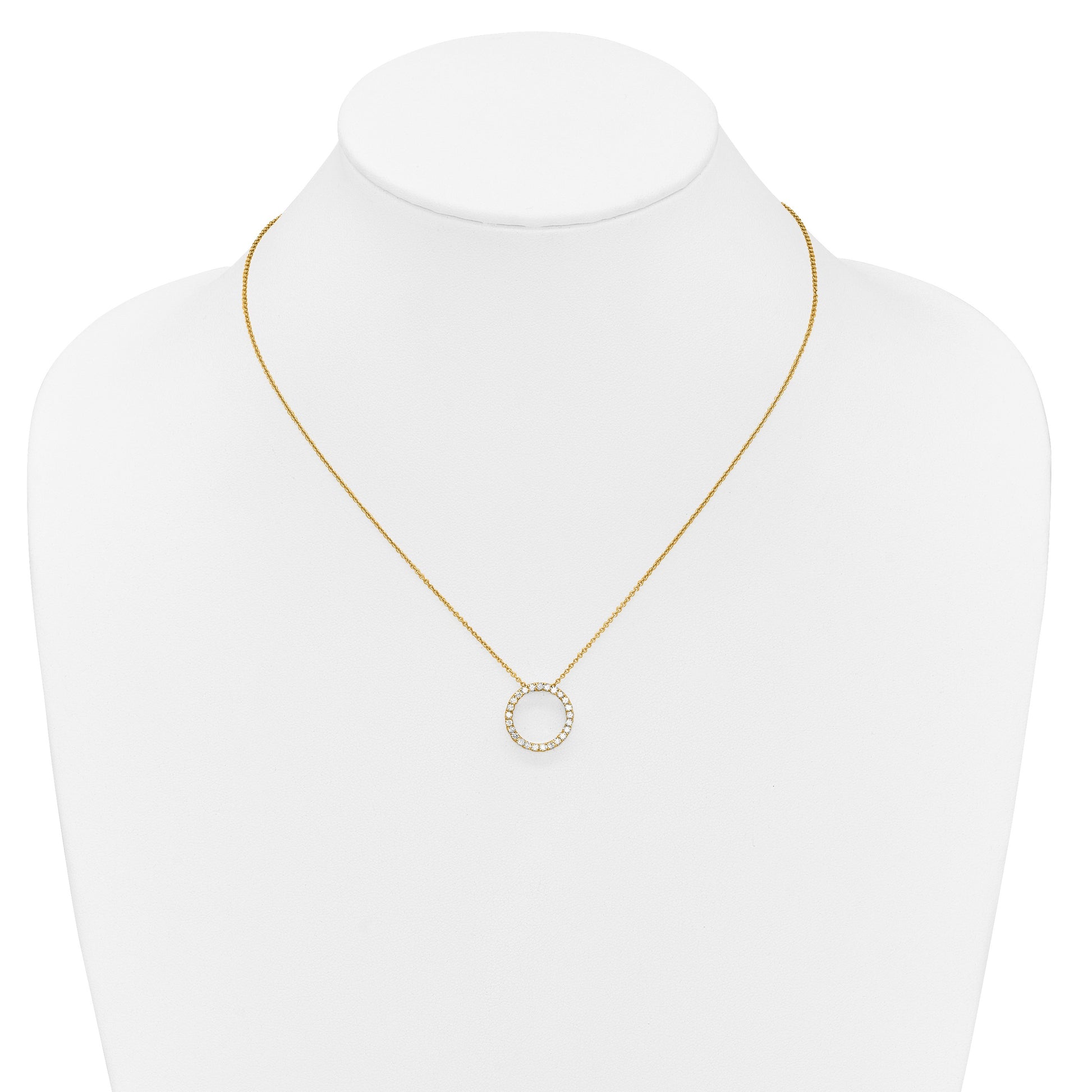 14k Polished 1/2 carat Diamond Circle 18 inch Necklace