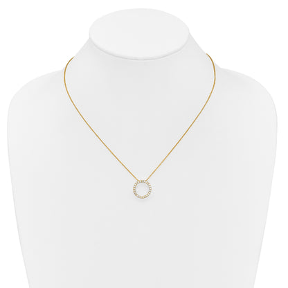 14k Polished 1/2 carat Diamond Circle 18 inch Necklace