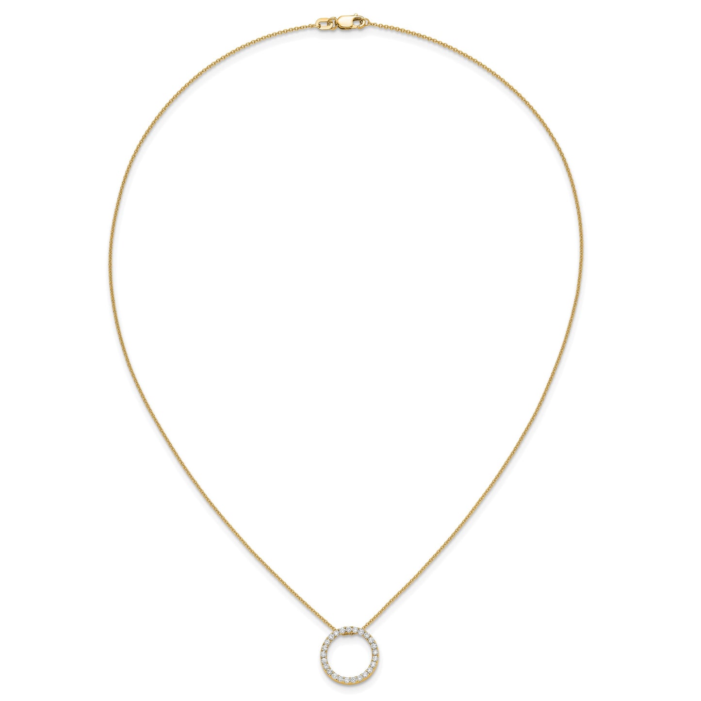14k Polished 1/2 carat Diamond Circle 18 inch Necklace