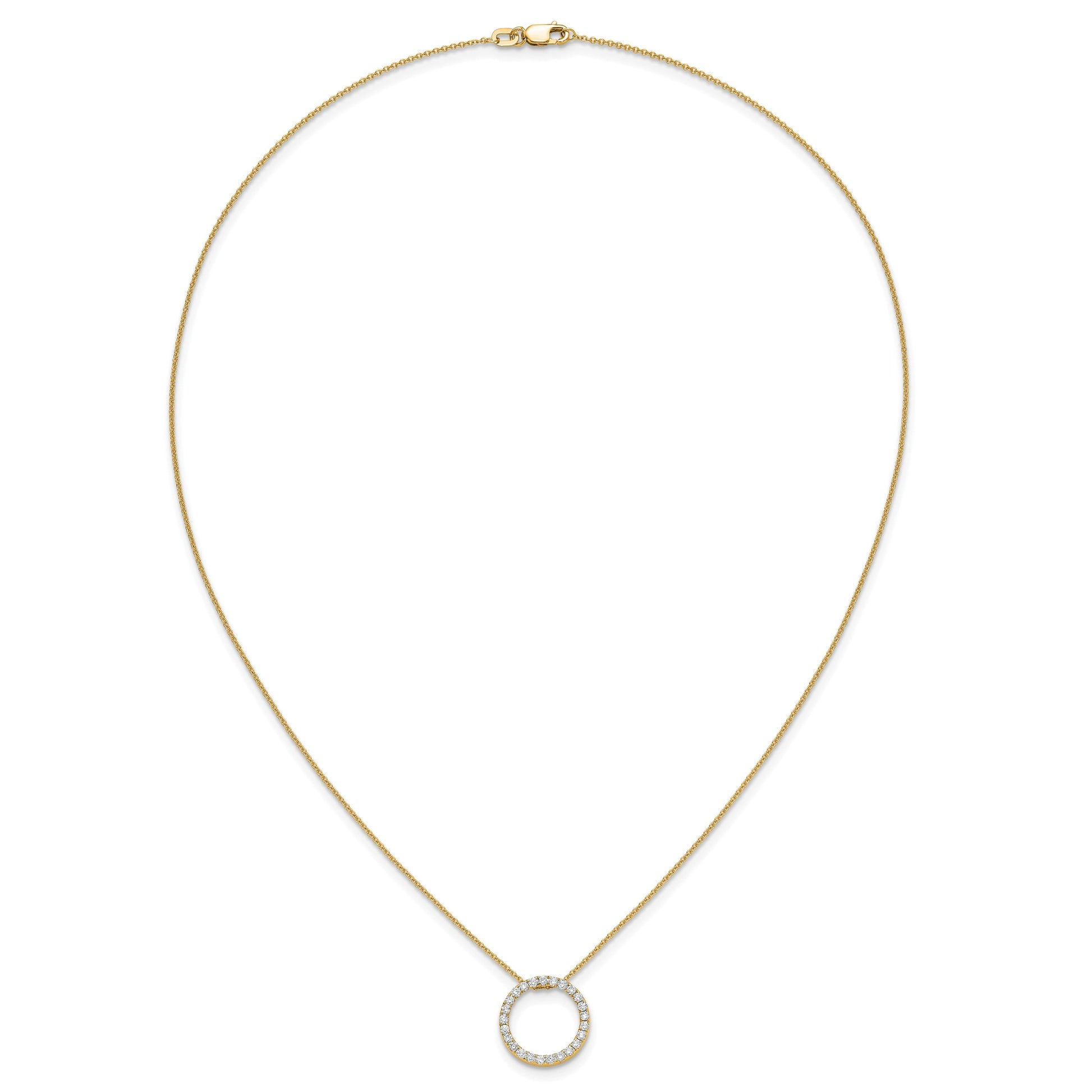 14k Polished 1/2 carat Diamond Circle 18 inch Necklace