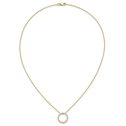 14k Polished 1/2 carat Diamond Circle 18 inch Necklace
