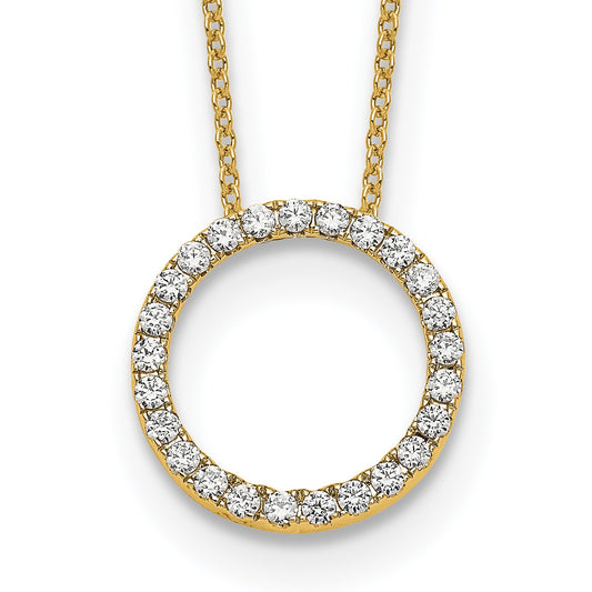 14k Polished 1/2 carat Diamond Circle 18 inch Necklace