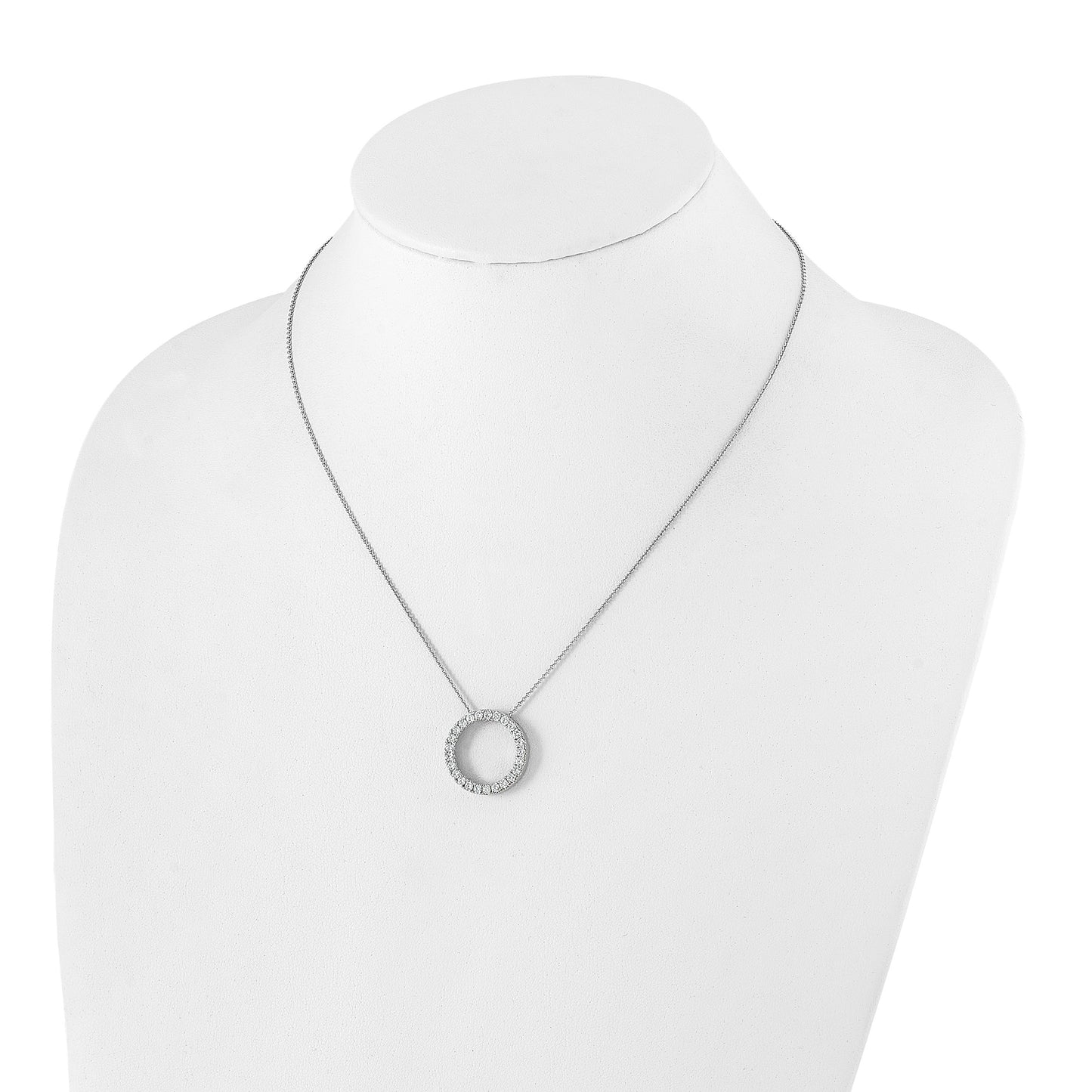 14k White Gold 1 carat Diamond Circle 18 inch Necklace