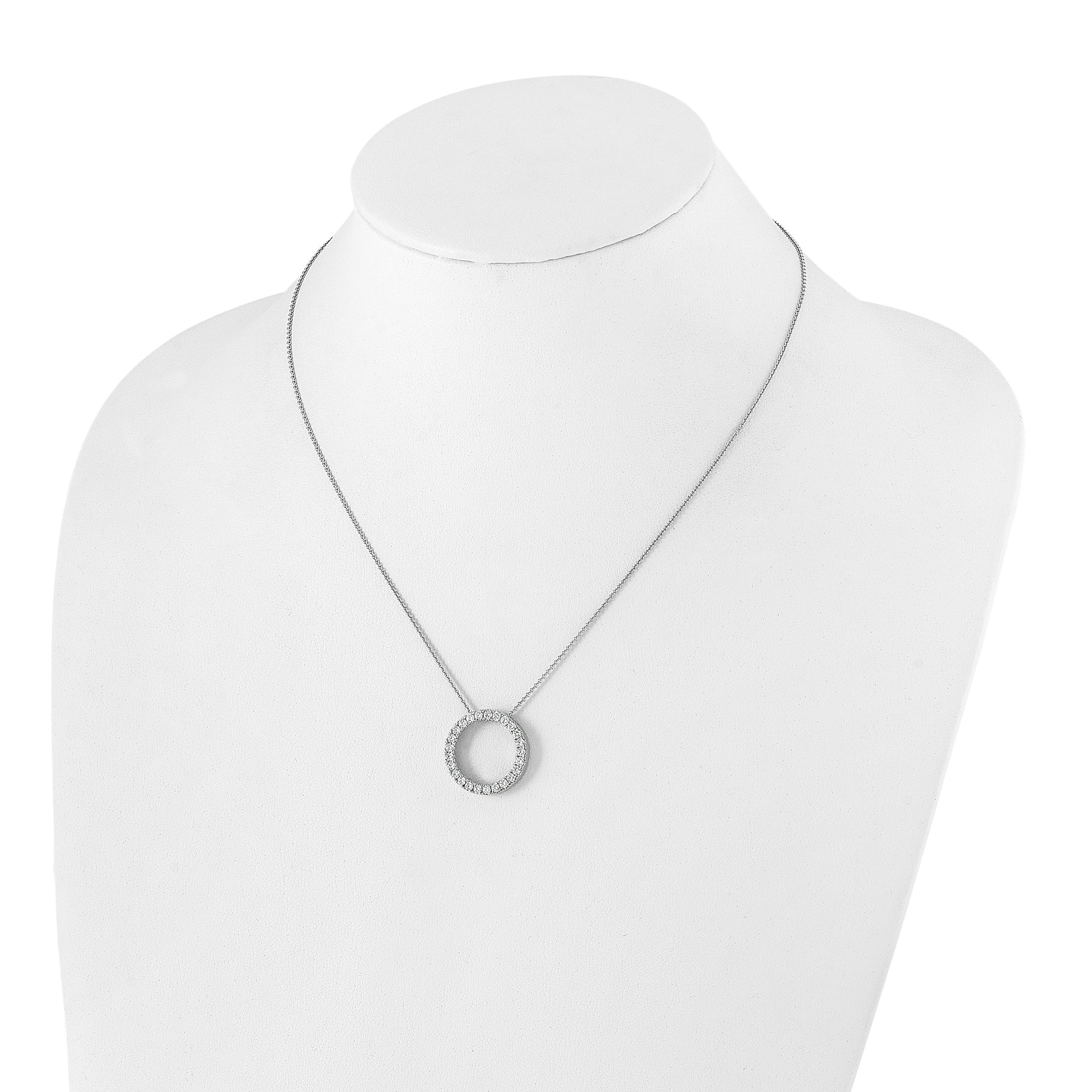 14k White Gold 1 carat Diamond Circle 18 inch Necklace