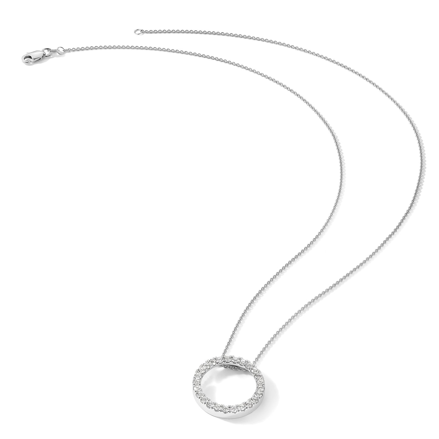 14k White Gold 1 carat Diamond Circle 18 inch Necklace