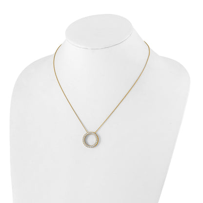 14k Polished 1 carat Diamond Circle 18 inch Necklace