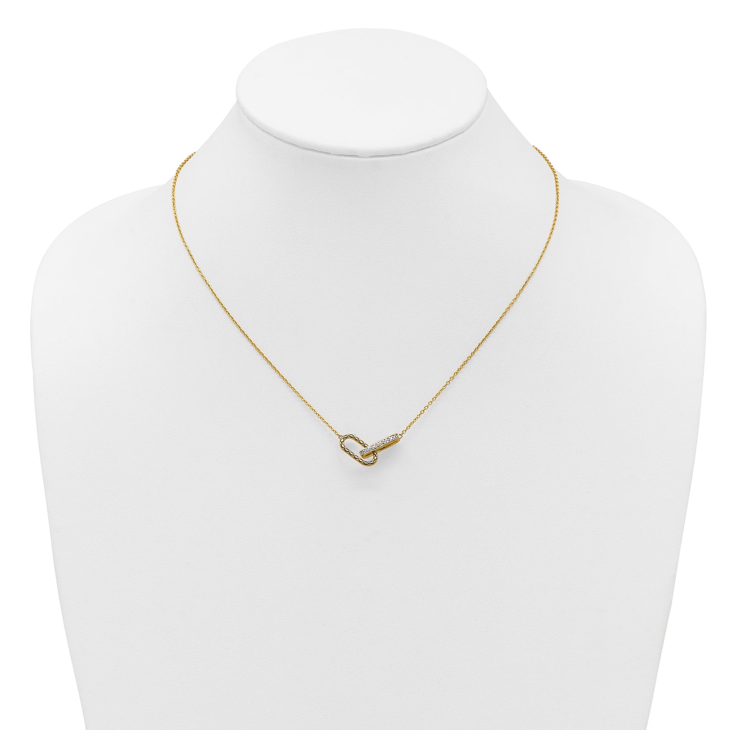 14K Polished 1/15 carat Diamond Interlocked Paperclip Links 18 inch Necklace