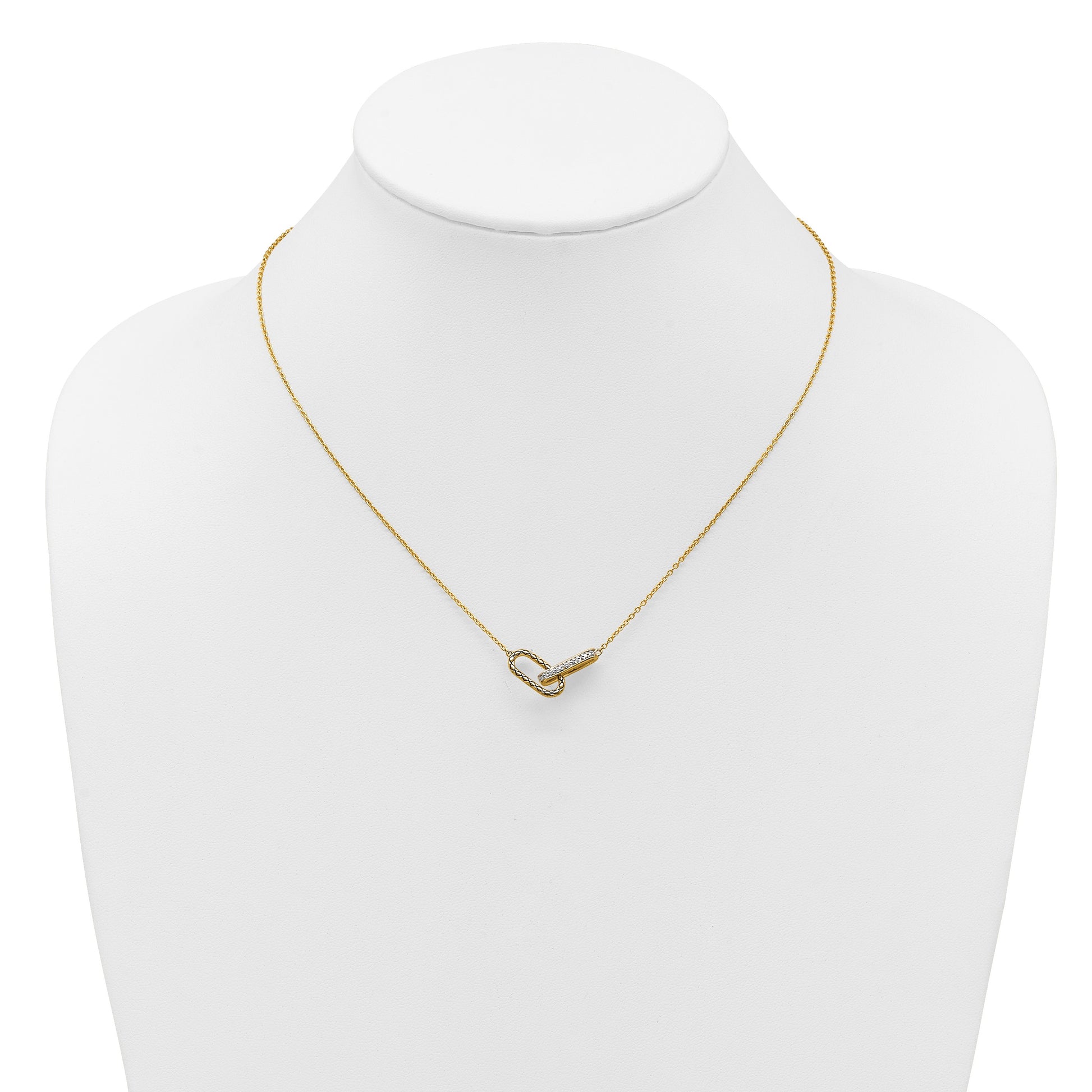 14K Polished 1/15 carat Diamond Interlocked Paperclip Links 18 inch Necklace