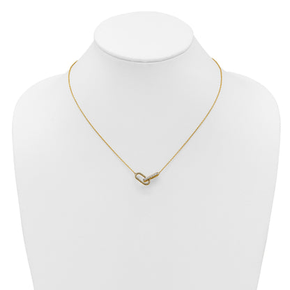 14K Polished 1/15 carat Diamond Interlocked Paperclip Links 18 inch Necklace