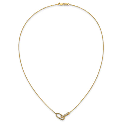 14K Polished 1/15 carat Diamond Interlocked Paperclip Links 18 inch Necklace
