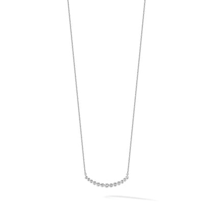 14k White Gold 1/4 carat Diamond Bezel-set Curved Bar 18 inch Necklace