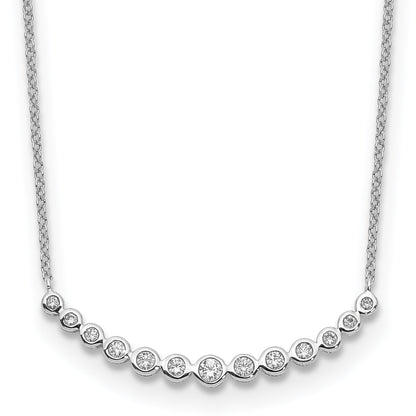 14k White Gold 1/4 carat Diamond Bezel-set Curved Bar 18 inch Necklace