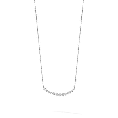 14k White Gold 1/2 carat Diamond Bezel-set Curved Bar 18 inch Necklace