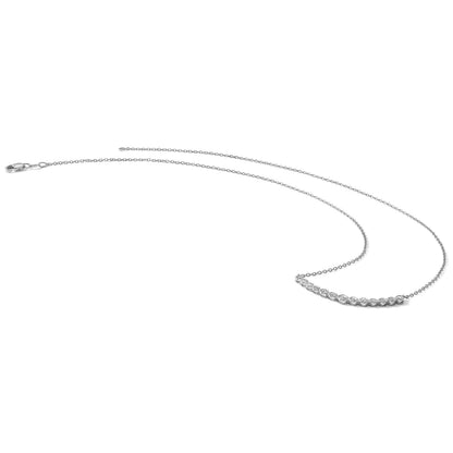 14k White Gold 1/2 carat Diamond Bezel-set Curved Bar 18 inch Necklace