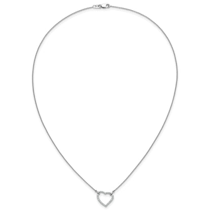 14k White Gold Polished 1/5 carat Diamond Heart 18 inch Necklace