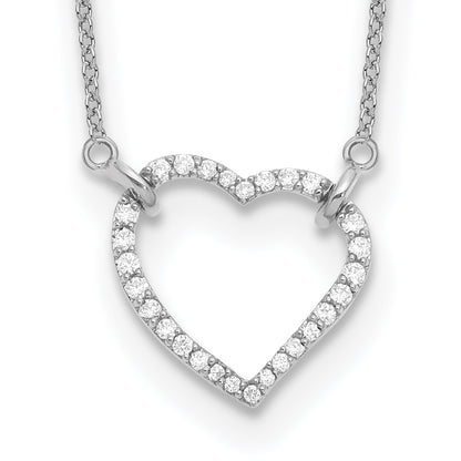 14k White Gold Polished 1/5 carat Diamond Heart 18 inch Necklace