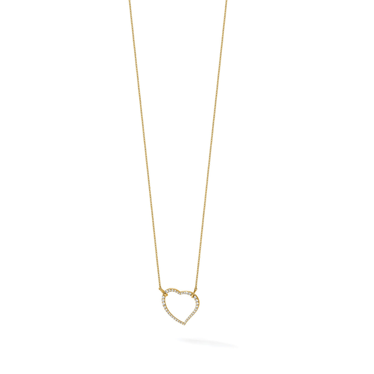 14k Polished 3/4 carat Diamond Heart 18 inch Necklace