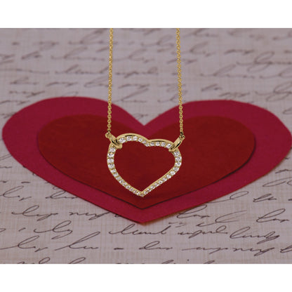 14k Polished 3/4 carat Diamond Heart 18 inch Necklace