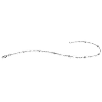 14k Complete 1/8 carat Bezel-set Diamond and Cable Chain 5-Station 7 inch Bracelet