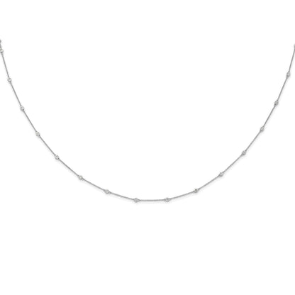 14k White Gold Complete 3/8 carat Bezel-set Diamond and Cable Chain 18-Station 18 inch Necklace