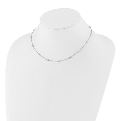 14k White Gold Complete 1/3 carat Bezel-set Diamond and Cable Chain 16-Station 16 inch Necklace