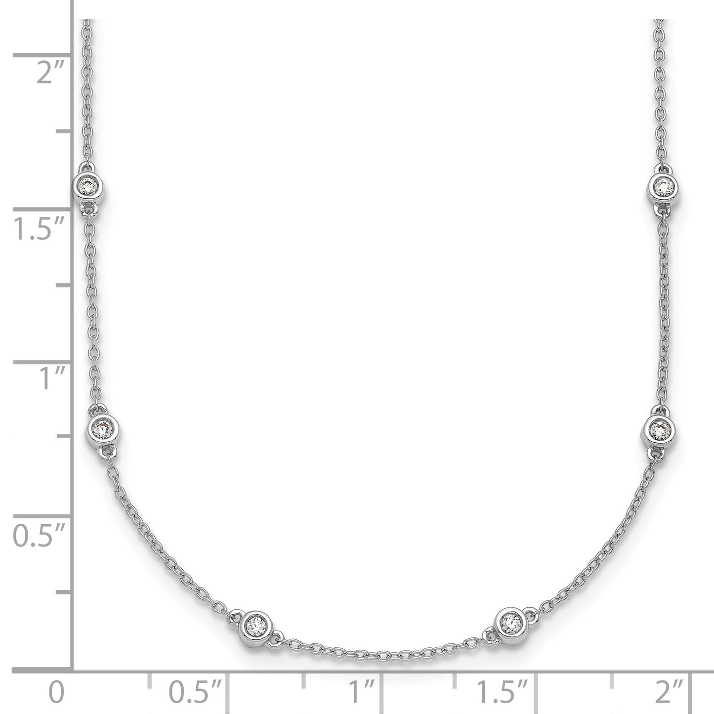 14k White Gold Complete 1/2 carat Bezel-set Diamond and Cable Chain 20-Station 20 inch Necklace
