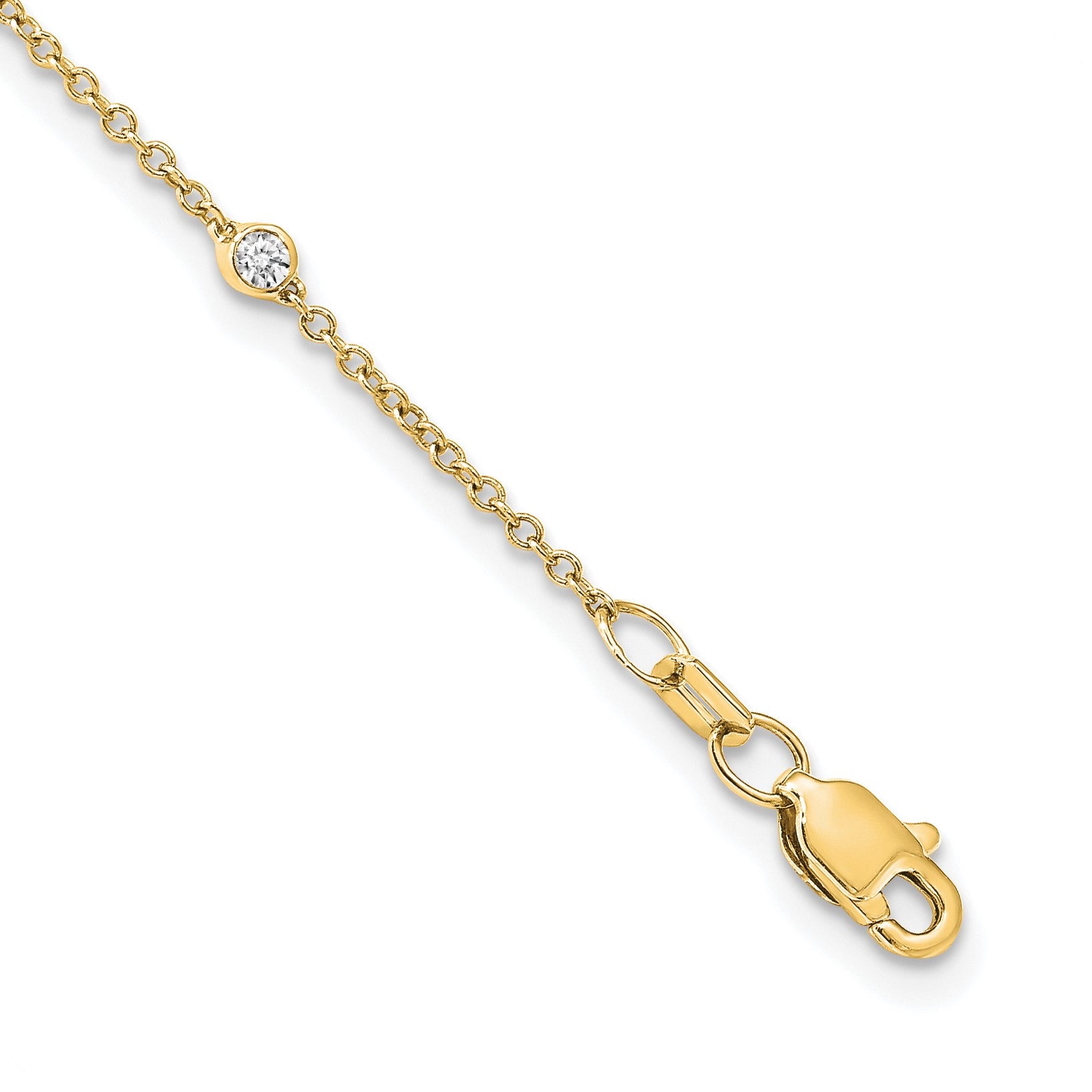 14k Complete 1/3 carat Bezel-set Diamond and Cable Chain 16-Station 16 inch Necklace
