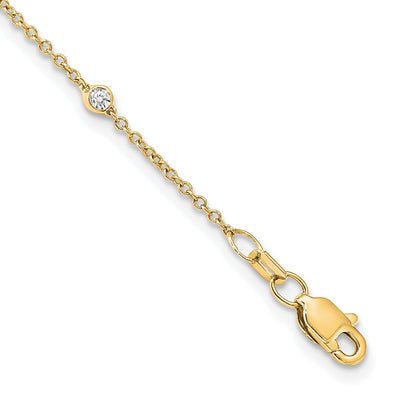 14k Complete 1/3 carat Bezel-set Diamond and Cable Chain 16-Station 16 inch Necklace
