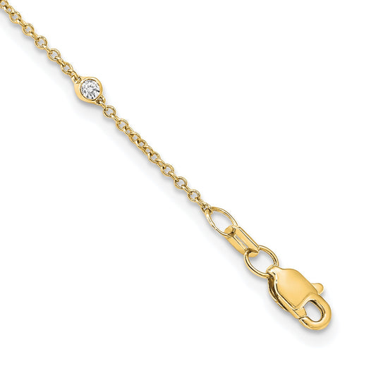 14k Complete 1/2 carat Bezel-set Diamond and Cable Chain 20-Station 20 inch Necklace