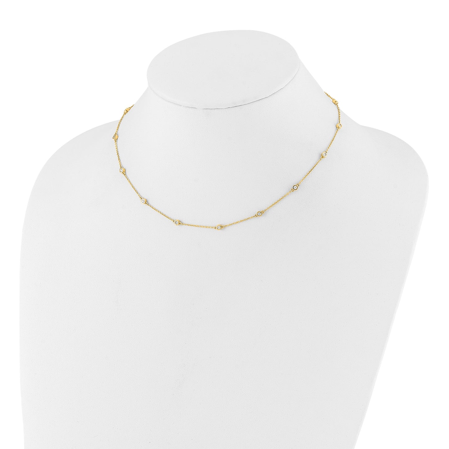 14k Complete 1/2 carat Bezel-set Diamond and Cable Chain 20-Station 20 inch Necklace