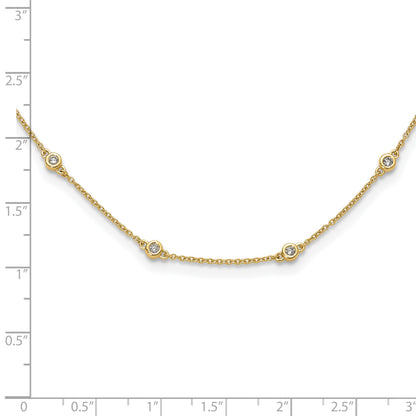 14k Complete 1/3 carat Bezel-set Diamond and Cable Chain 16-Station 16 inch Necklace