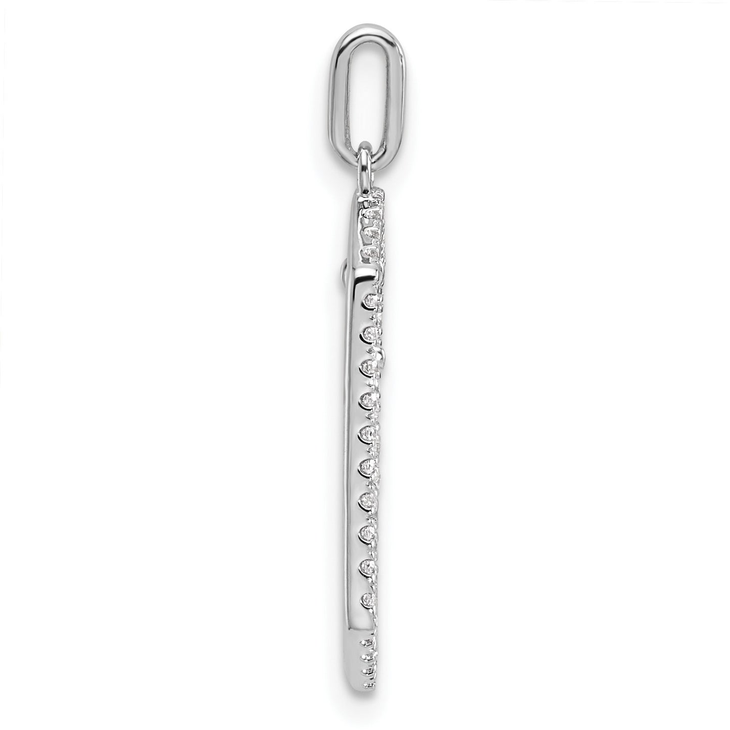 14K White Gold Polished 1/5 carat Diamond Framed Dangle Cross Pendant