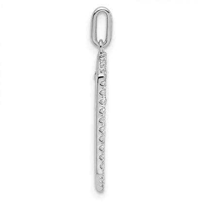 14K White Gold Polished 1/5 carat Diamond Framed Dangle Cross Pendant