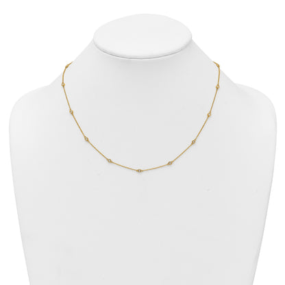14k Complete 1/4 carat Bezel-set Diamond and Cable Chain 15-Station 18 inch Necklace