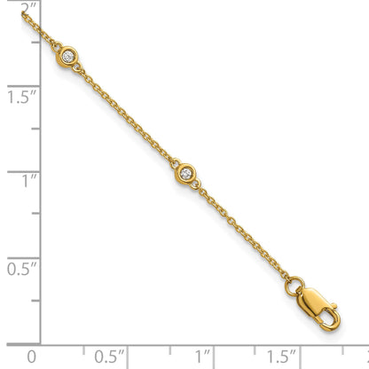 14k Complete 1/10 carat Bezel-set Diamond and Cable Chain 6-Station 7 inch Bracelet
