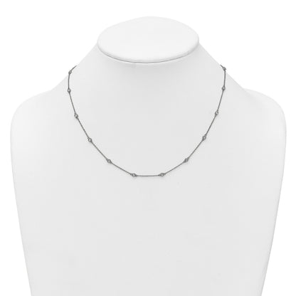 14k White Gold Complete 1/3 carat Bezel-set Diamond and Cable Chain 18-Station 18 inch Necklace
