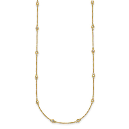 14k Complete 1/3 carat Bezel-set Diamond and Cable Chain 18-Station 18 inch Necklace