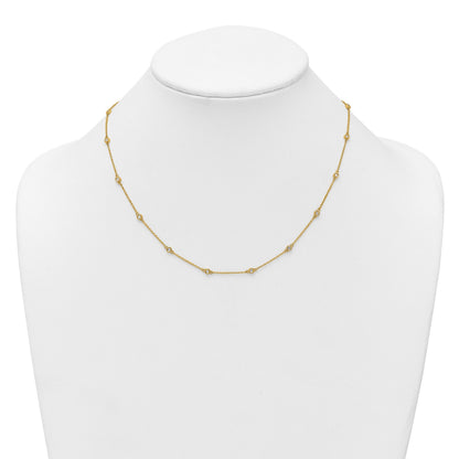 14k Complete 1/3 carat Bezel-set Diamond and Cable Chain 18-Station 18 inch Necklace