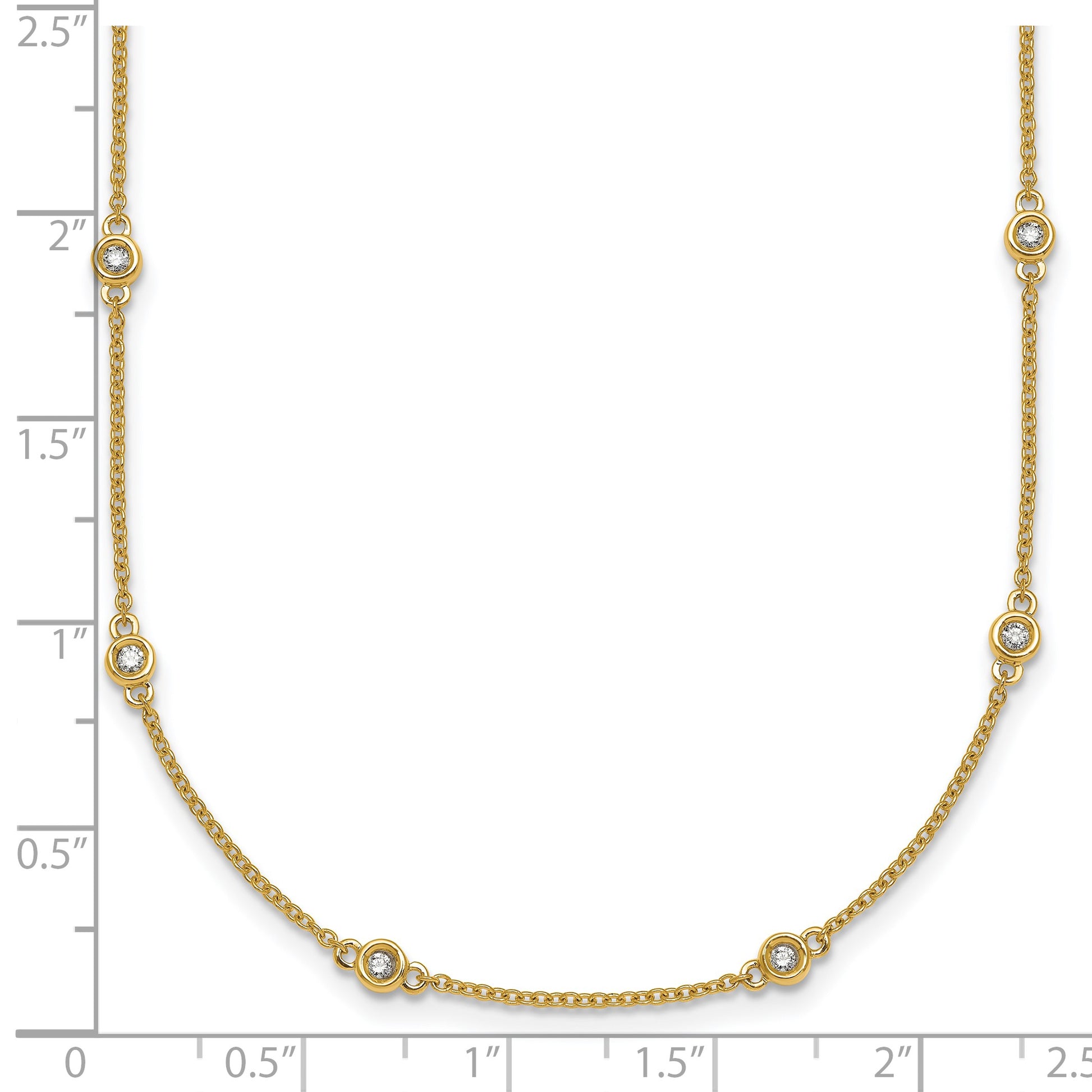 14k Complete 1/4 carat Bezel-set Diamond and Cable Chain 16-Station 16 inch Necklace