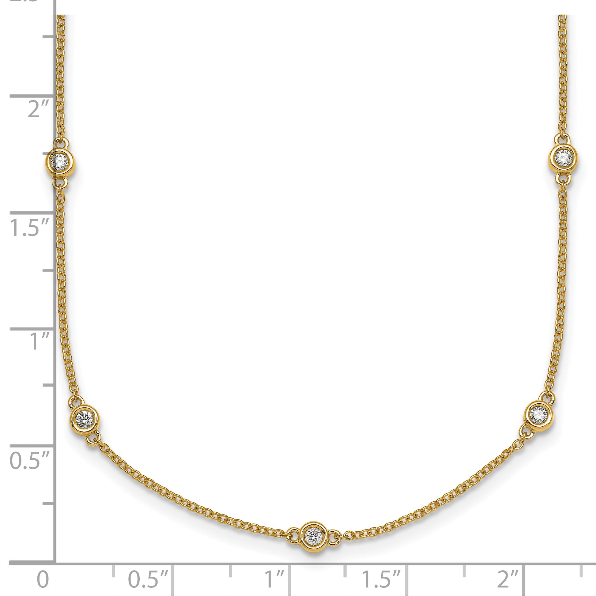 14k Complete 1/3 carat Bezel-set Diamond and Cable Chain 13-Station 16 inch Necklace