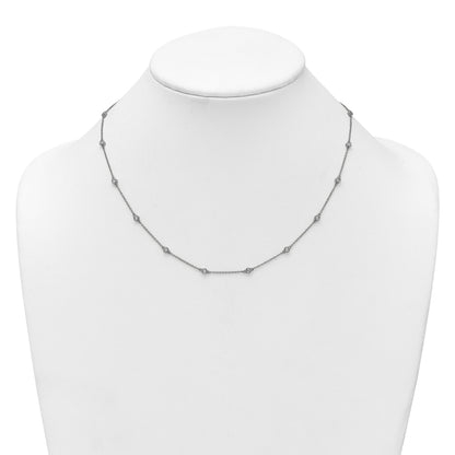14k White Gold Complete 1/2 carat Bezel-set Diamond and Cable Chain 18-Station 18 inch Necklace